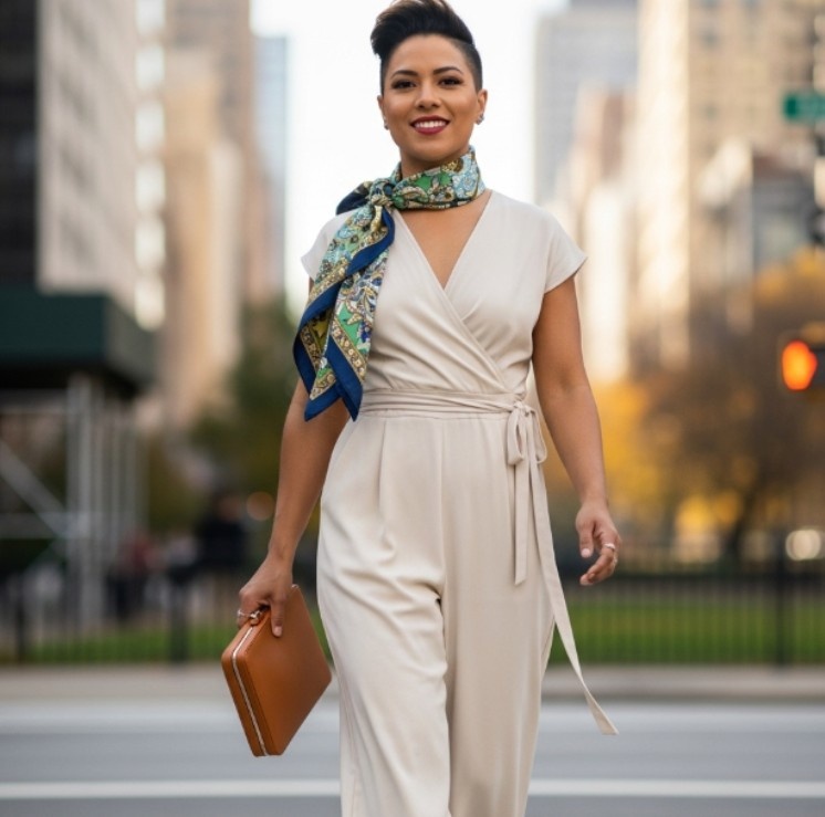  Cream wrap jumpsuit