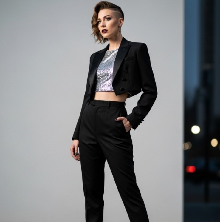 Cropped tuxedo jacket 