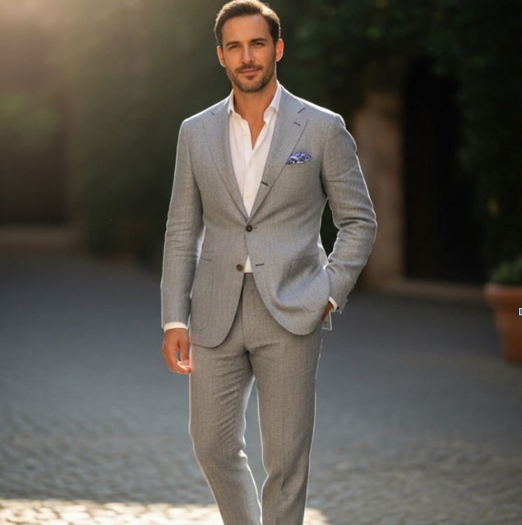 Light grey linen suit 