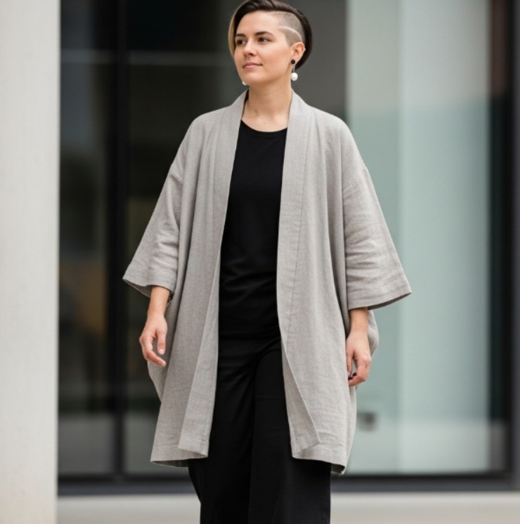Linen kimono coat