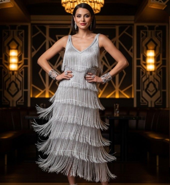 Silver fringe dress