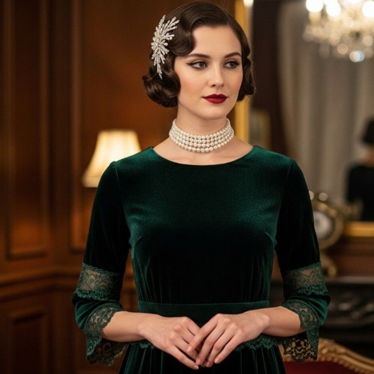 Velvet drop-waist dress