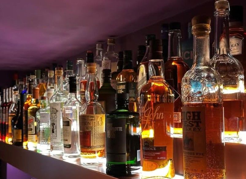 backlit bottles